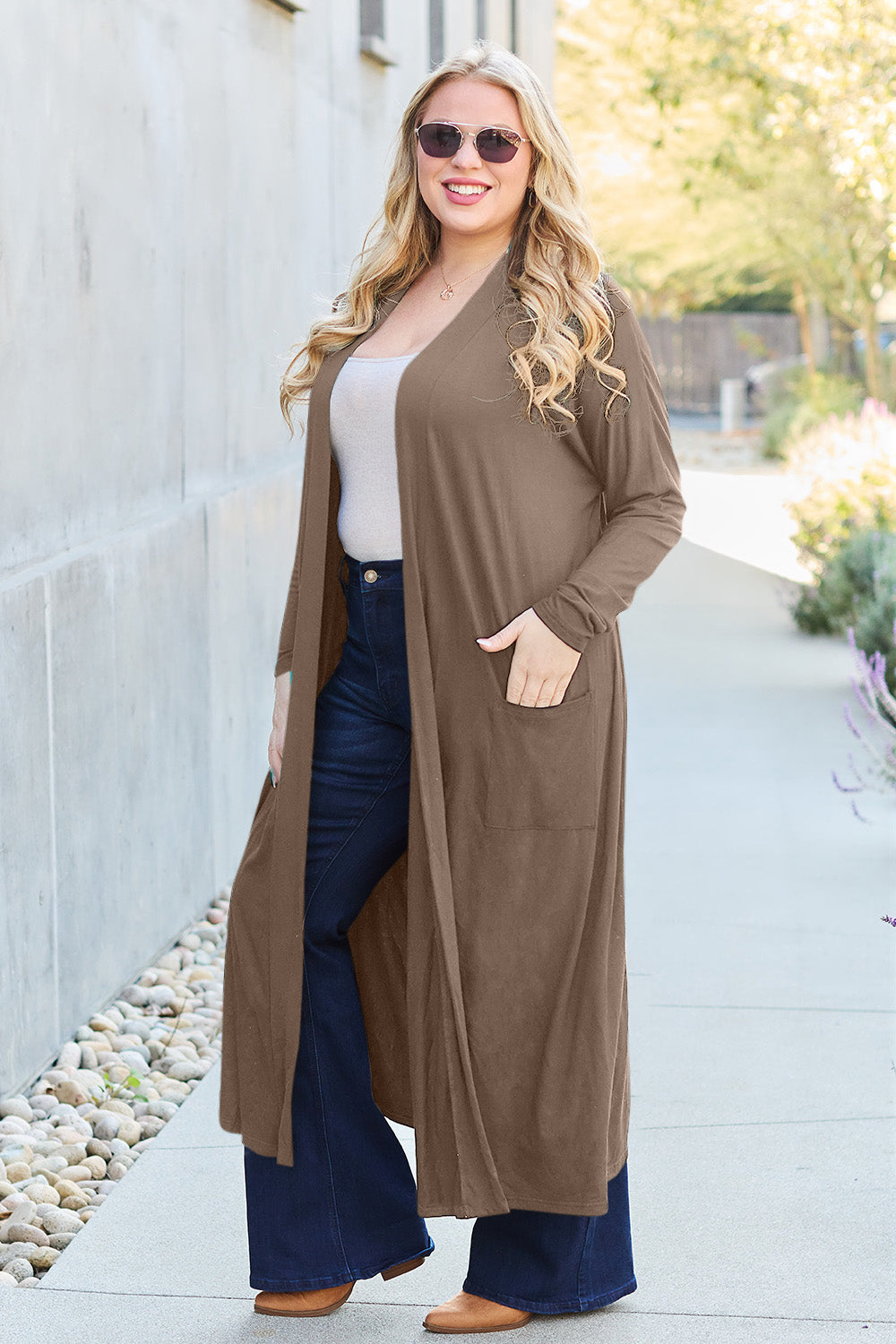 Basic Bae Full Size Open Front Long Sleeve Cover Up Luvéillé