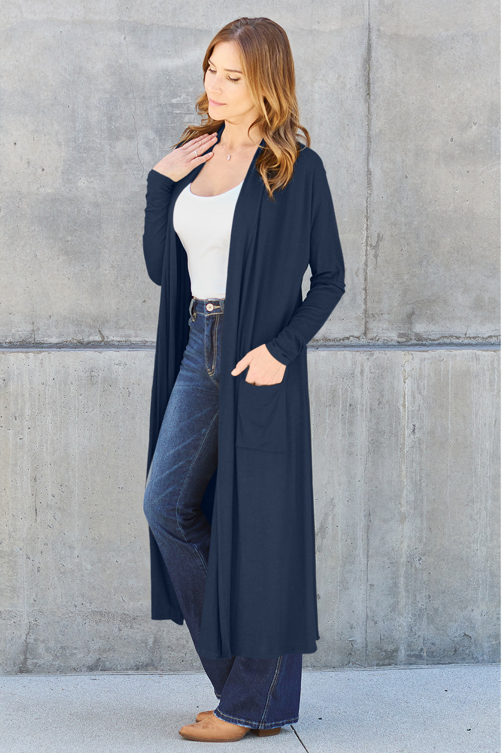 Basic Bae Full Size Open Front Long Sleeve Cover Up Luvéillé