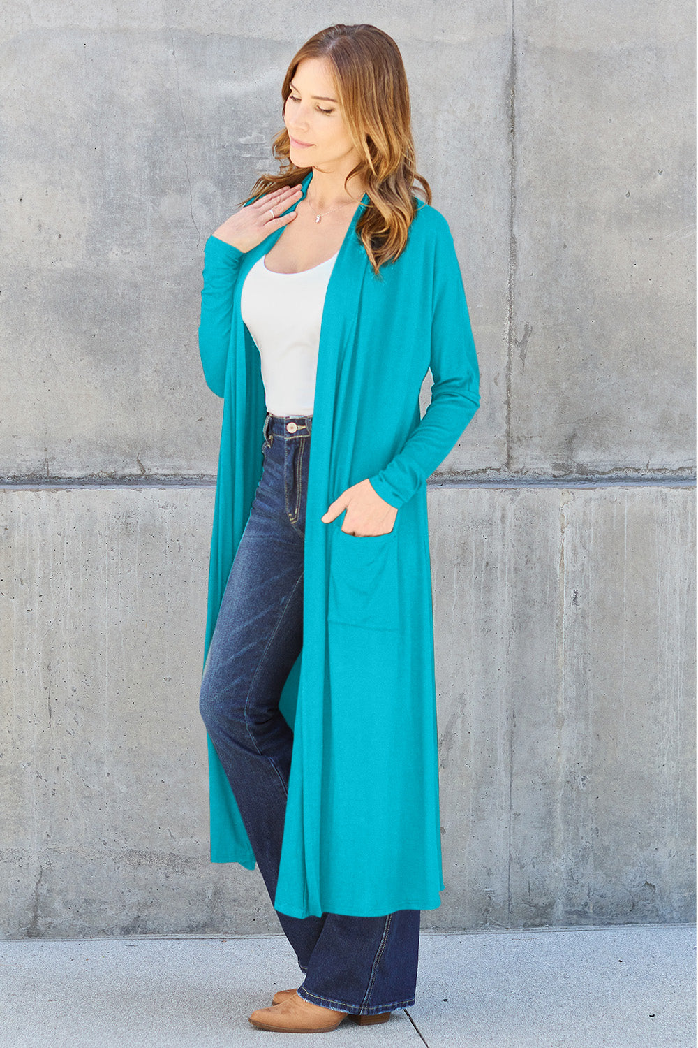 Basic Bae Full Size Open Front Long Sleeve Cover Up Luvéillé