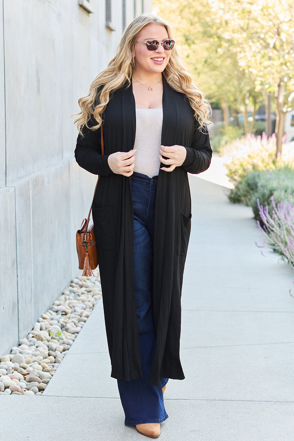 Basic Bae Full Size Open Front Long Sleeve Cover Up Luvéillé