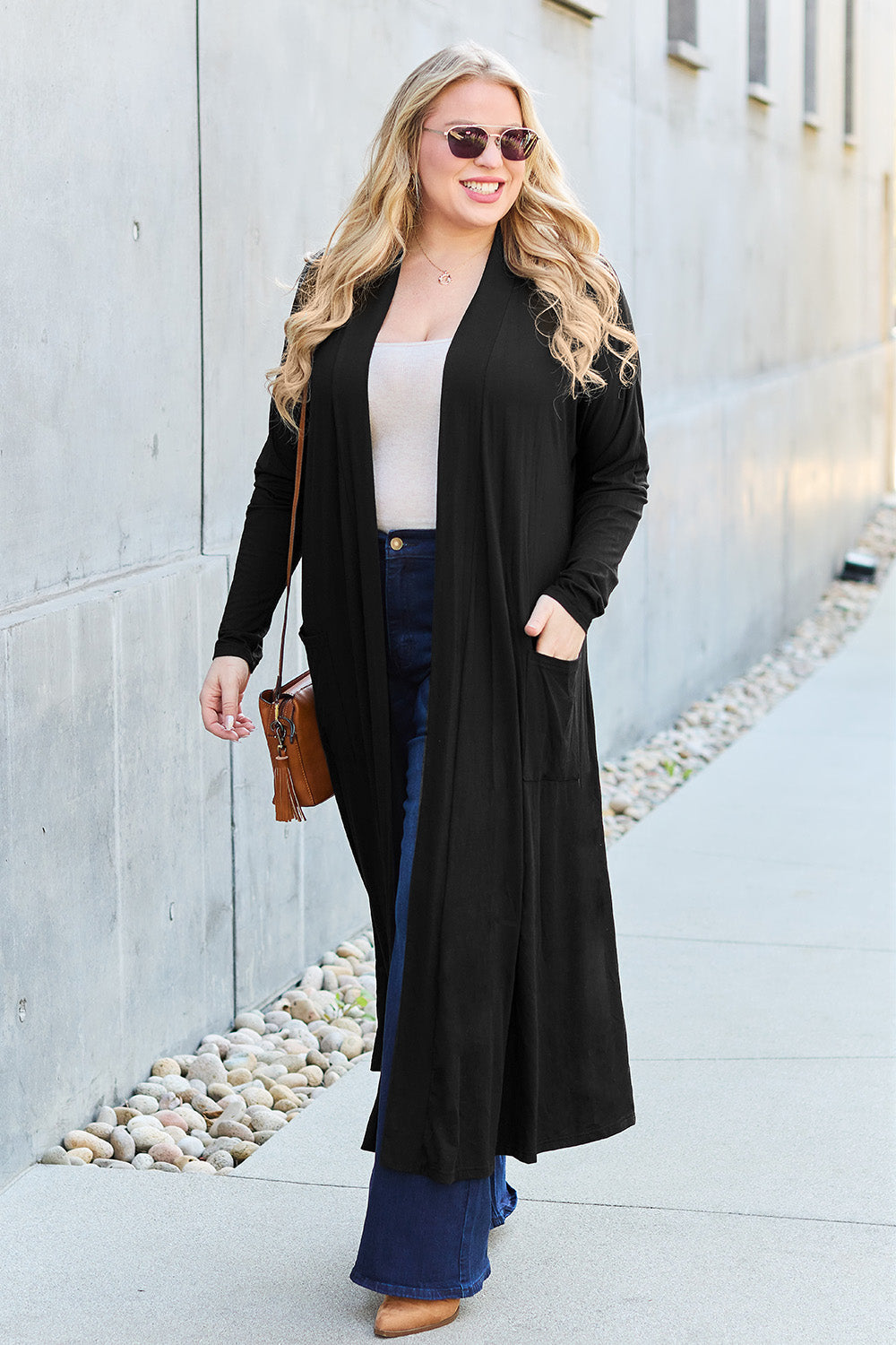 Basic Bae Full Size Open Front Long Sleeve Cover Up Luvéillé