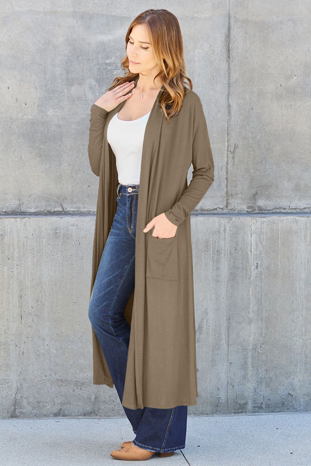 Basic Bae Full Size Open Front Long Sleeve Cover Up Luvéillé