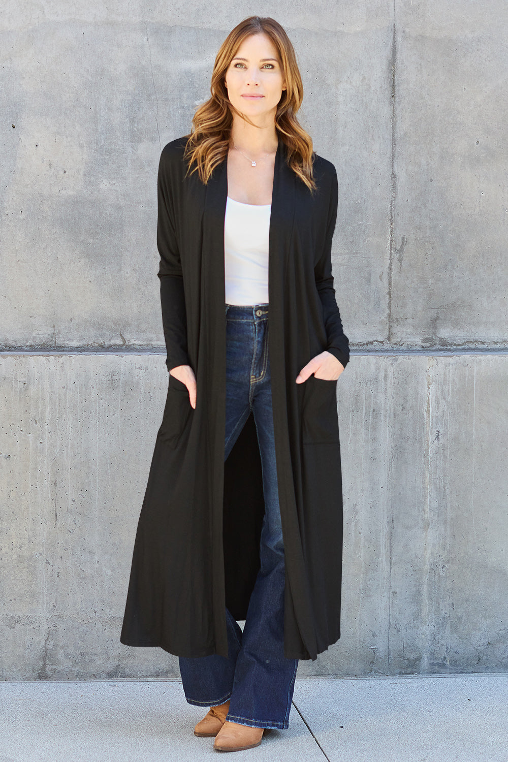 Basic Bae Full Size Open Front Long Sleeve Cover Up Luvéillé
