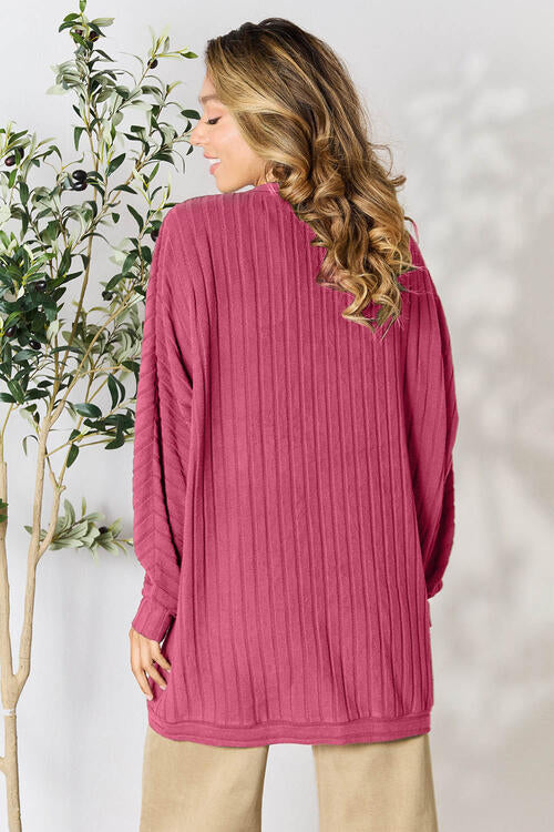 Basic Bae Full Size Ribbed Cocoon Cardigan Luvéillé