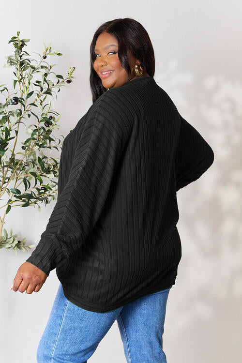 Basic Bae Full Size Ribbed Cocoon Cardigan Luvéillé