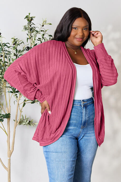 Basic Bae Full Size Ribbed Cocoon Cardigan Luvéillé