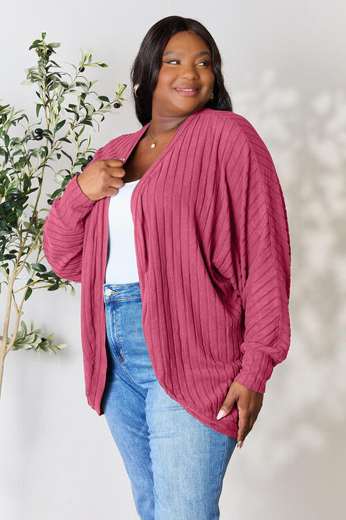 Basic Bae Full Size Ribbed Cocoon Cardigan Luvéillé