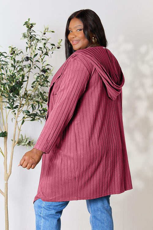 Basic Bae Full Size Ribbed Open Front Long Sleeve Cardigan Luvéillé