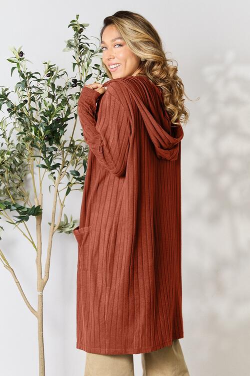 Basic Bae Full Size Ribbed Open Front Long Sleeve Cardigan Luvéillé