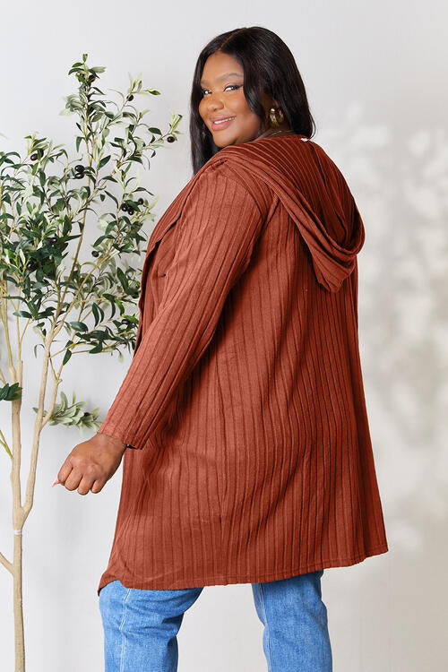 Basic Bae Full Size Ribbed Open Front Long Sleeve Cardigan Luvéillé