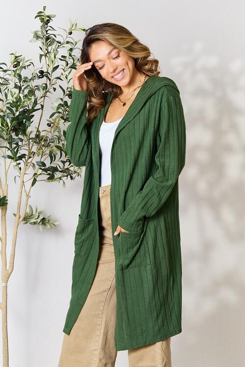 Basic Bae Full Size Ribbed Open Front Long Sleeve Cardigan Luvéillé