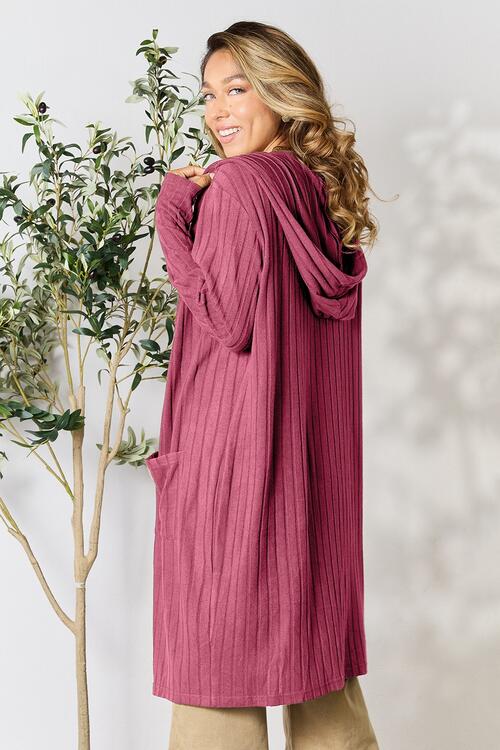 Basic Bae Full Size Ribbed Open Front Long Sleeve Cardigan Luvéillé