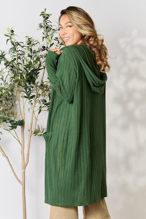 Basic Bae Full Size Ribbed Open Front Long Sleeve Cardigan Luvéillé