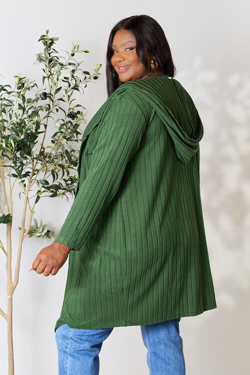 Basic Bae Full Size Ribbed Open Front Long Sleeve Cardigan Luvéillé