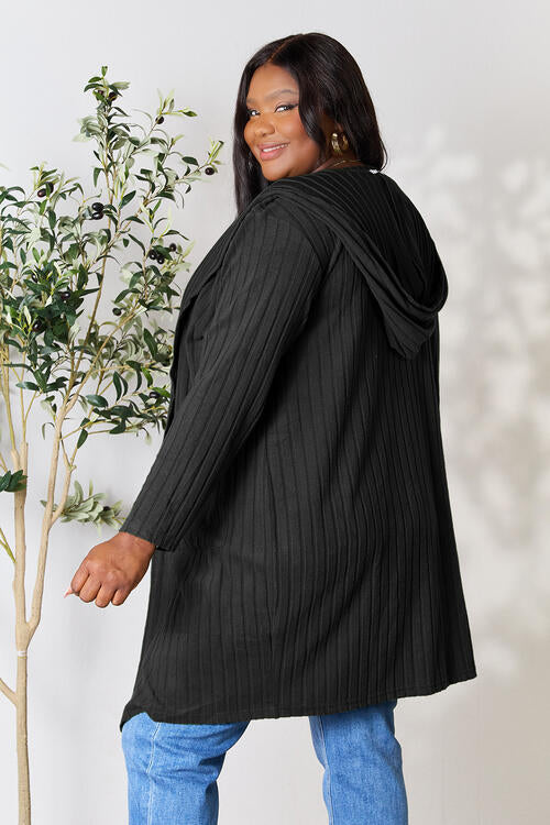 Basic Bae Full Size Ribbed Open Front Long Sleeve Cardigan Luvéillé