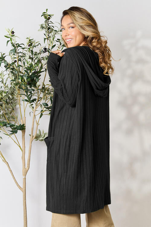 Basic Bae Full Size Ribbed Open Front Long Sleeve Cardigan Luvéillé