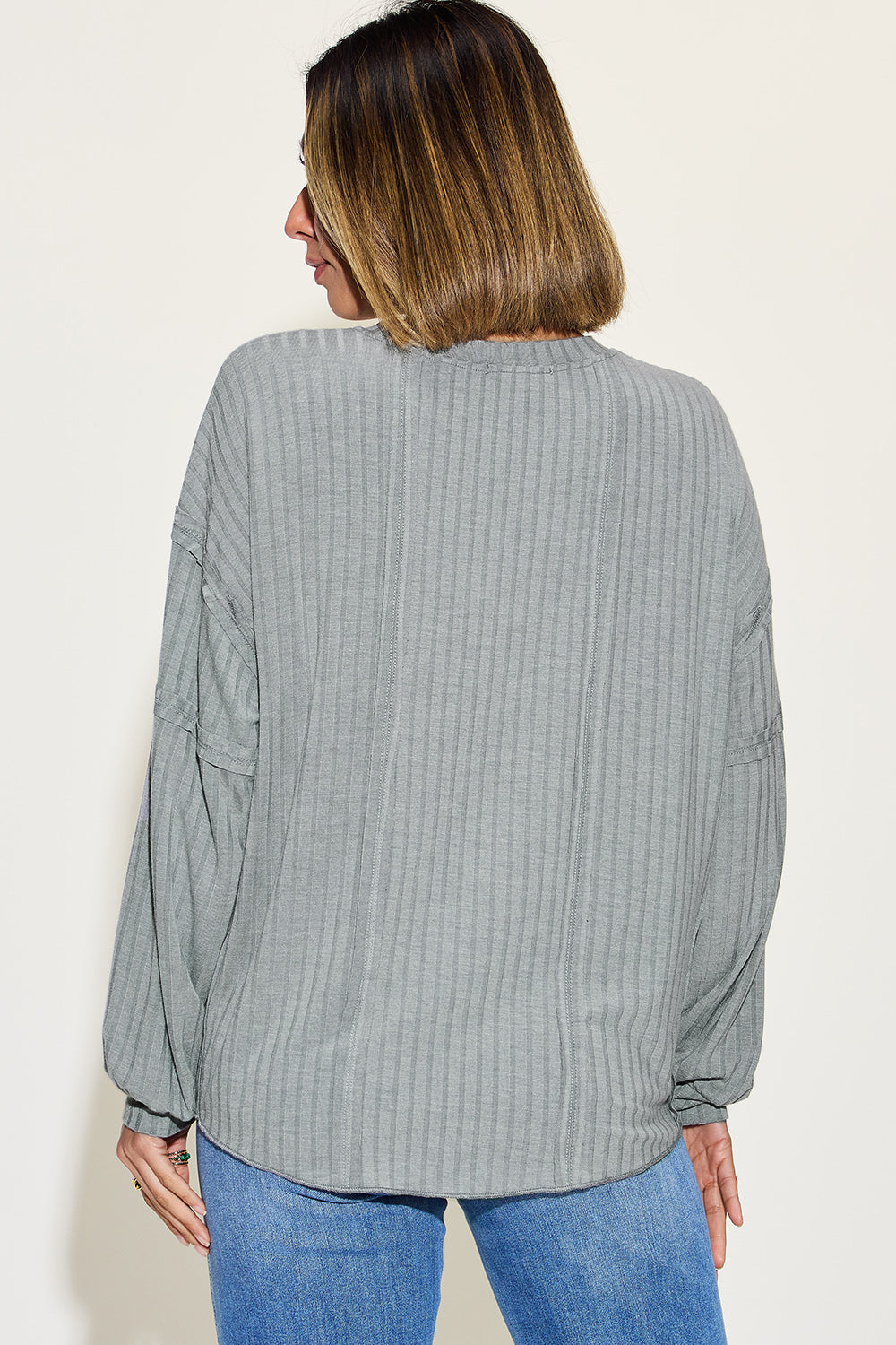 Basic Bae Full Size Ribbed Round Neck Long Sleeve T-Shirt Luvéillé