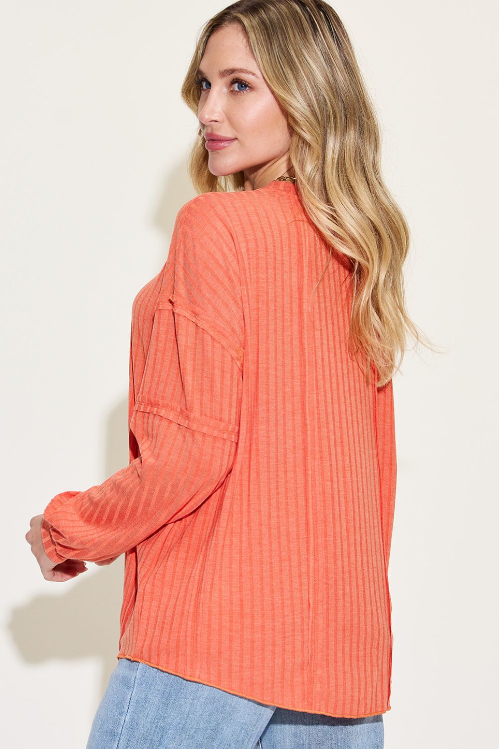 Basic Bae Full Size Ribbed Round Neck Long Sleeve T-Shirt Luvéillé