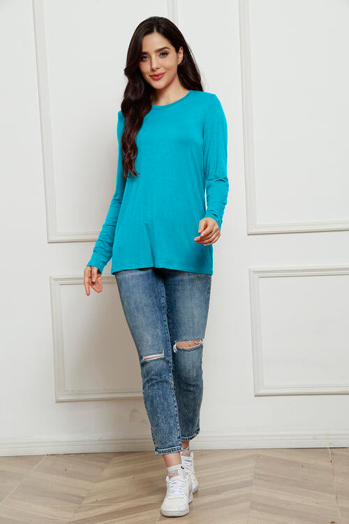 Basic Bae Full Size Round Neck Long Sleeve Top Luvéillé