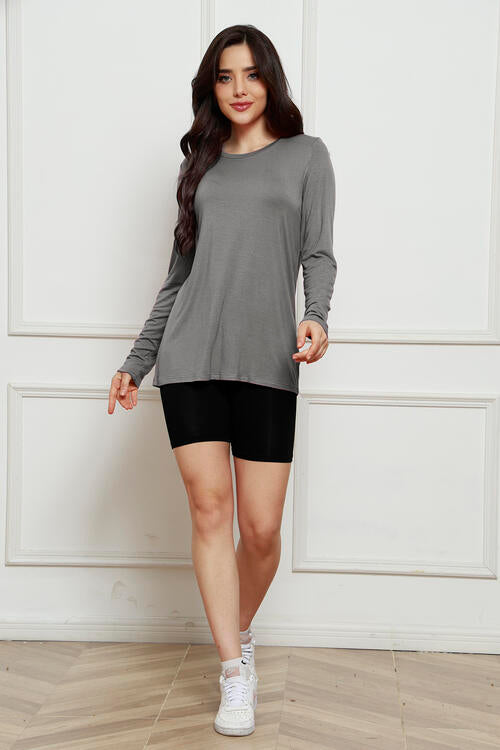 Basic Bae Full Size Round Neck Long Sleeve Top Luvéillé