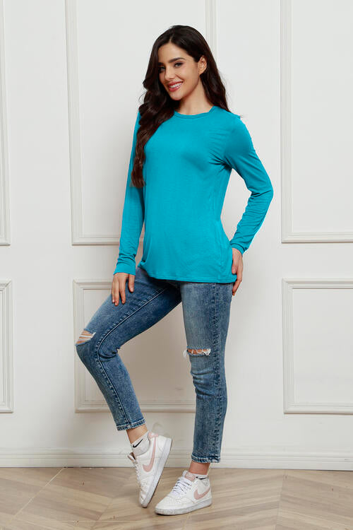 Basic Bae Full Size Round Neck Long Sleeve Top Luvéillé