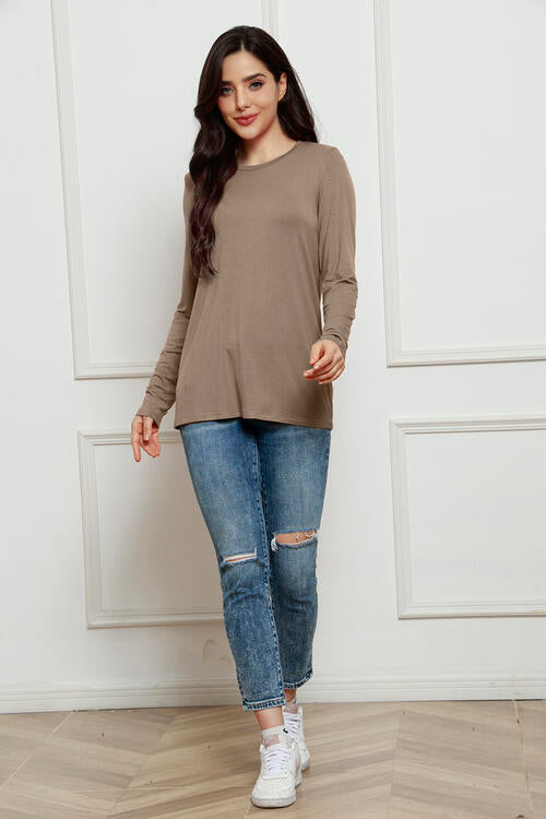 Basic Bae Full Size Round Neck Long Sleeve Top Luvéillé