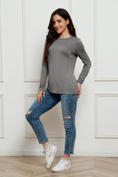 Basic Bae Full Size Round Neck Long Sleeve Top Luvéillé