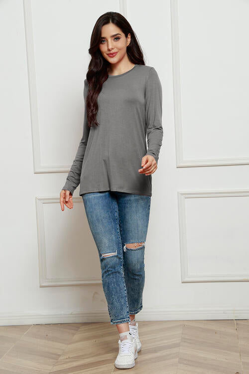 Basic Bae Full Size Round Neck Long Sleeve Top Luvéillé