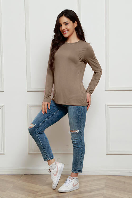 Basic Bae Full Size Round Neck Long Sleeve Top Luvéillé