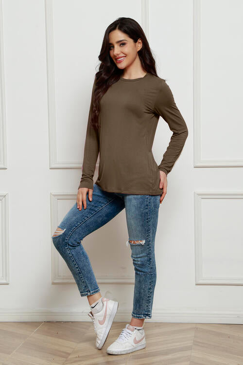 Basic Bae Full Size Round Neck Long Sleeve Top Luvéillé