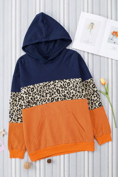 Color Block Dropped Shoulder Hoodie Luvéillé
