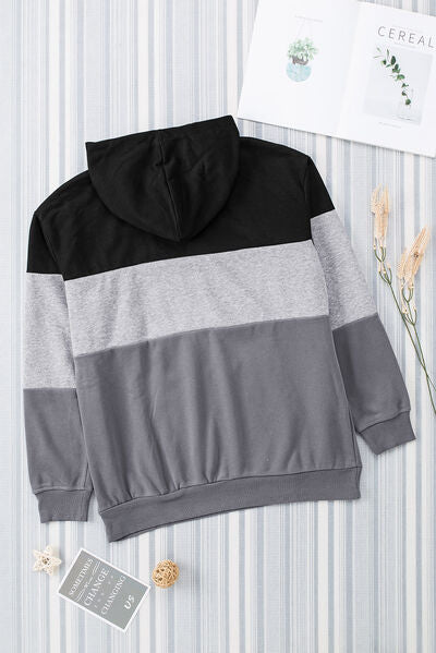 Color Block Dropped Shoulder Hoodie Luvéillé