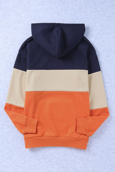 Color Block Dropped Shoulder Hoodie Luvéillé
