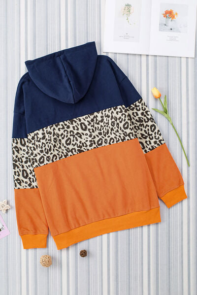 Color Block Dropped Shoulder Hoodie Luvéillé