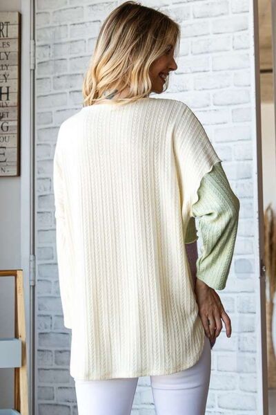 Culture Code Color Block Round Neck Dropped Shoulder Blouse Luvéillé