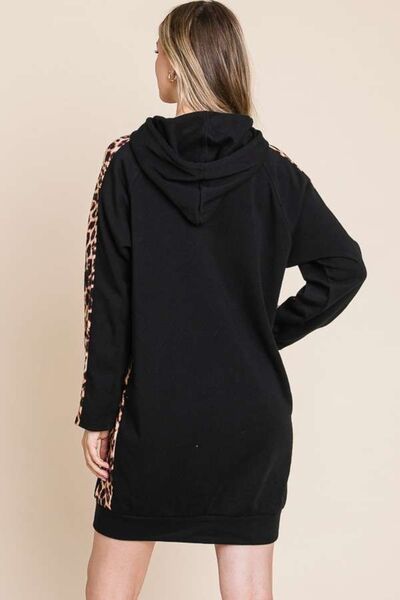 Culture Code Drawstring Leopard Long Sleeve Hooded Dress Luvéillé