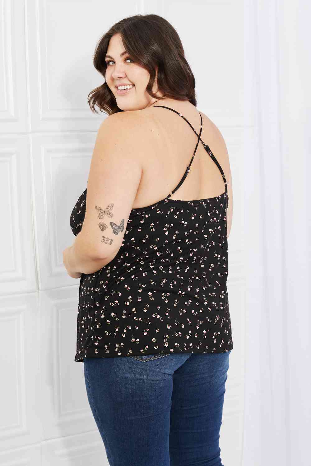 Culture Code Full Size Taste of Spring Ruffle Sleeveless Top in Black Luvéillé