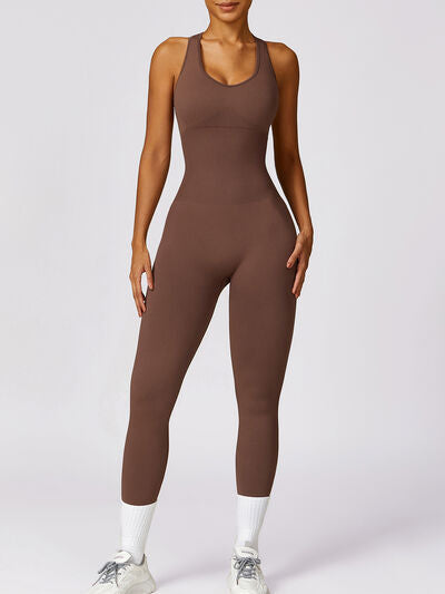 Cutout Racerback Active Jumpsuit Luvéillé