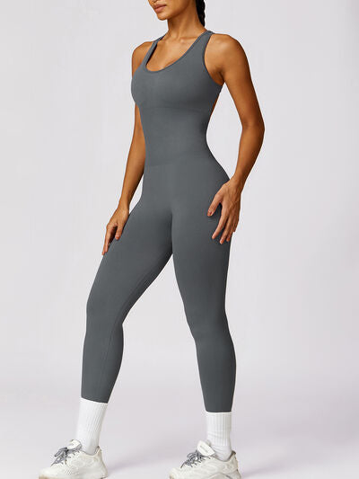 Cutout Racerback Active Jumpsuit Luvéillé