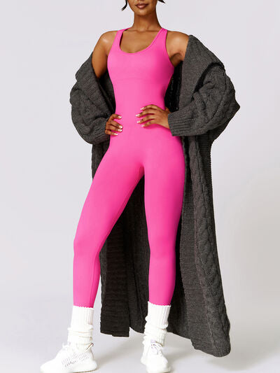 Cutout Racerback Active Jumpsuit Luvéillé