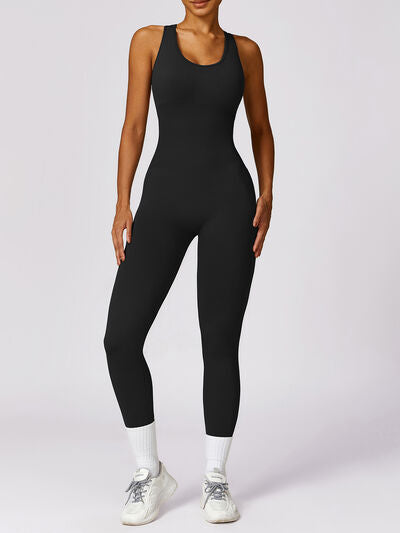 Cutout Racerback Active Jumpsuit Luvéillé