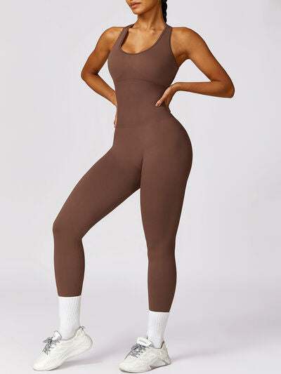 Cutout Racerback Active Jumpsuit Luvéillé