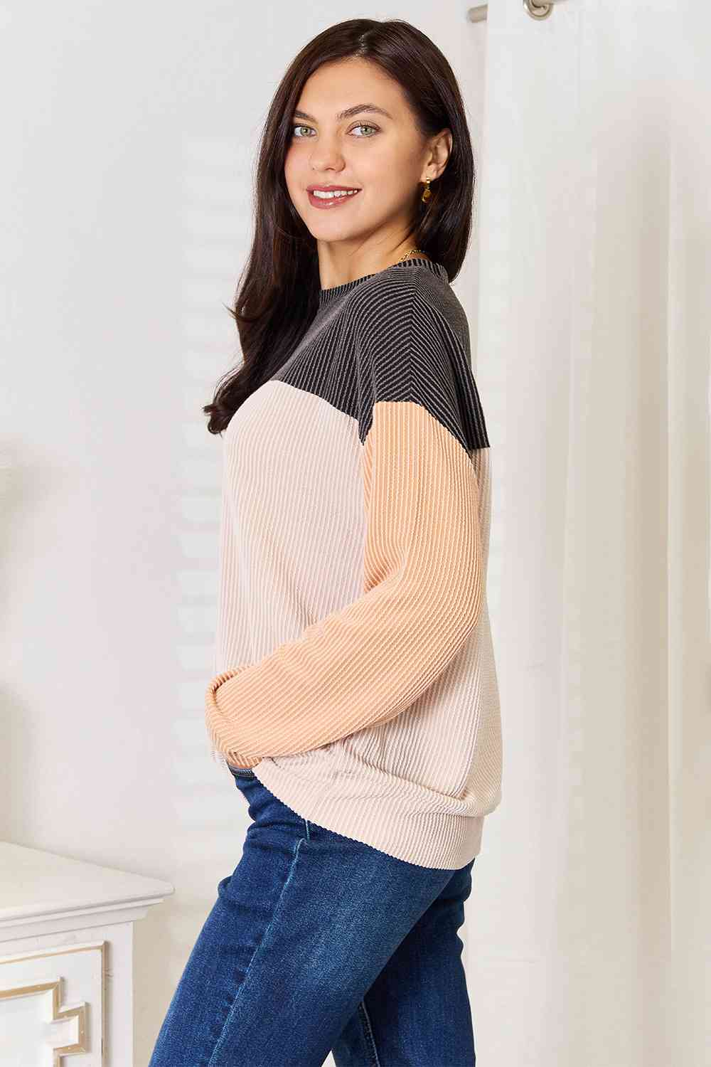 Double Take Color Block Dropped Shoulder T-Shirt Luvéillé