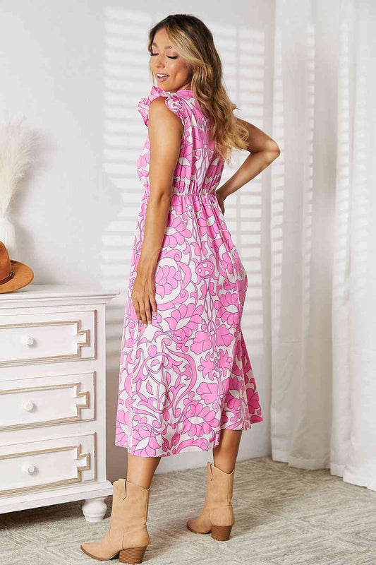 Double Take Floral V-Neck Cap Sleeve Dress Luvéillé