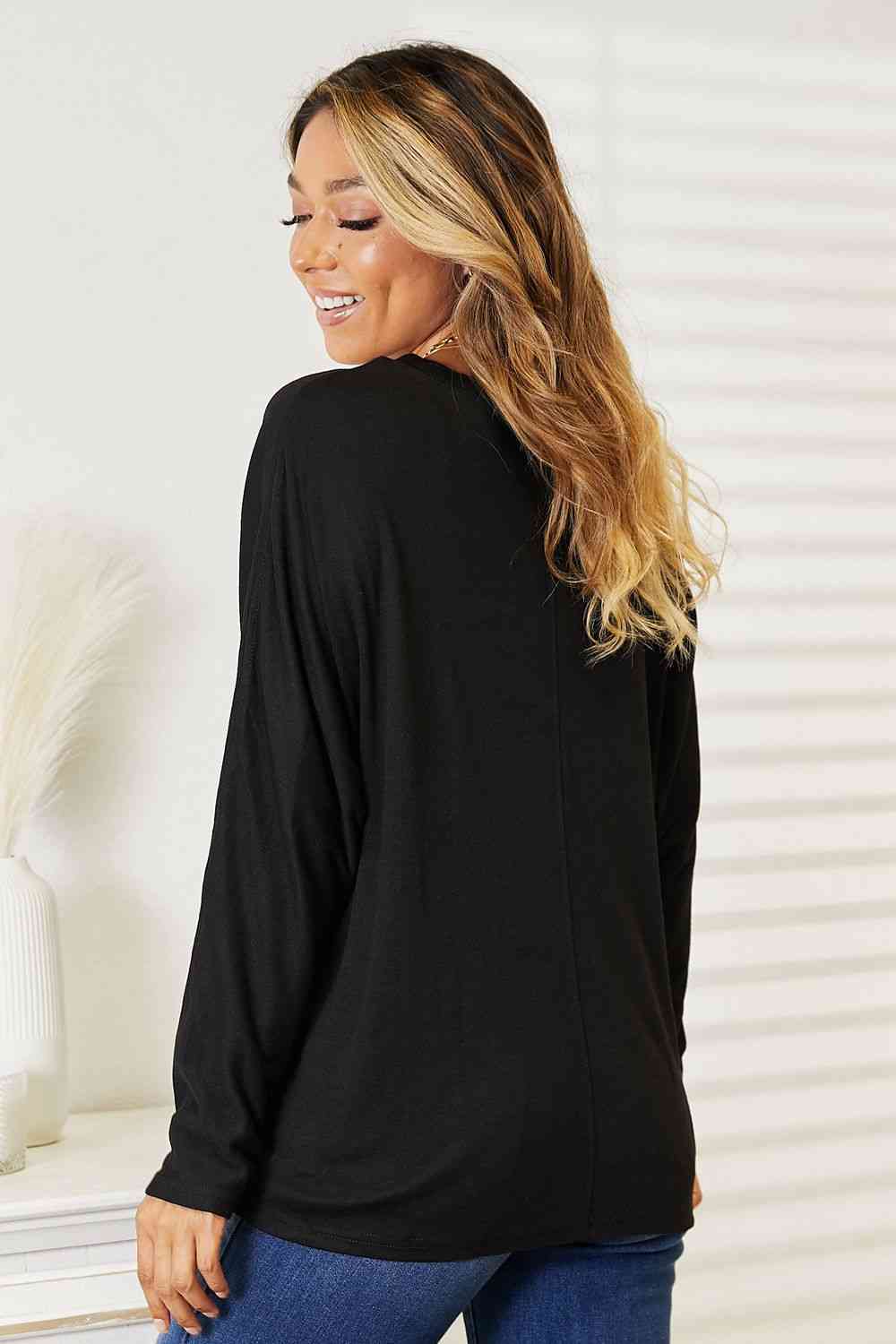 Double Take Seam Detail Round Neck Long Sleeve Top Luvéillé