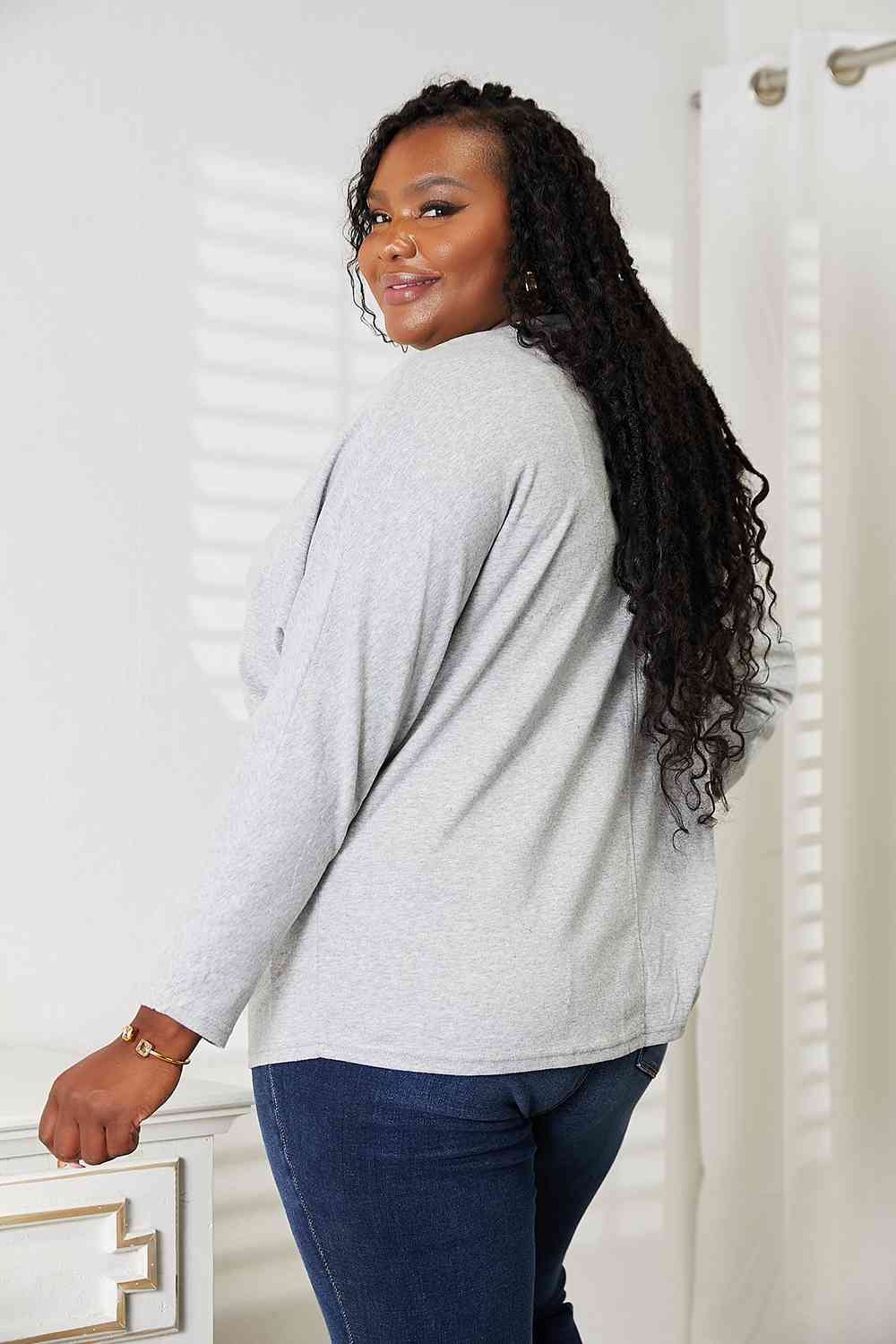 Double Take Seam Detail Round Neck Long Sleeve Top Luvéillé
