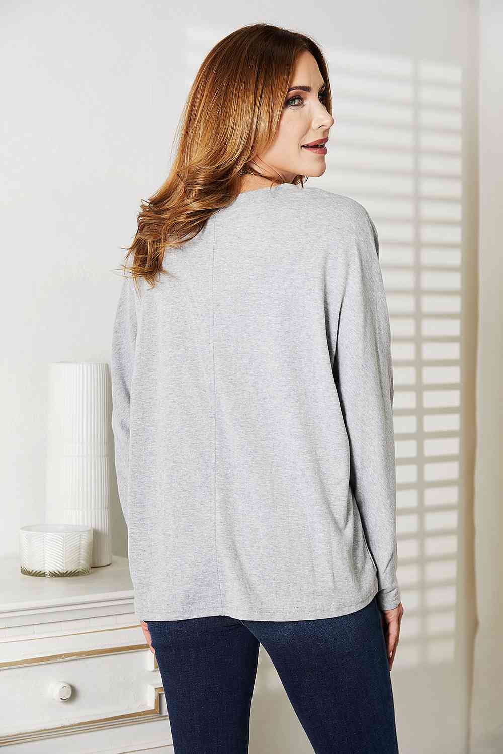 Double Take Seam Detail Round Neck Long Sleeve Top Luvéillé