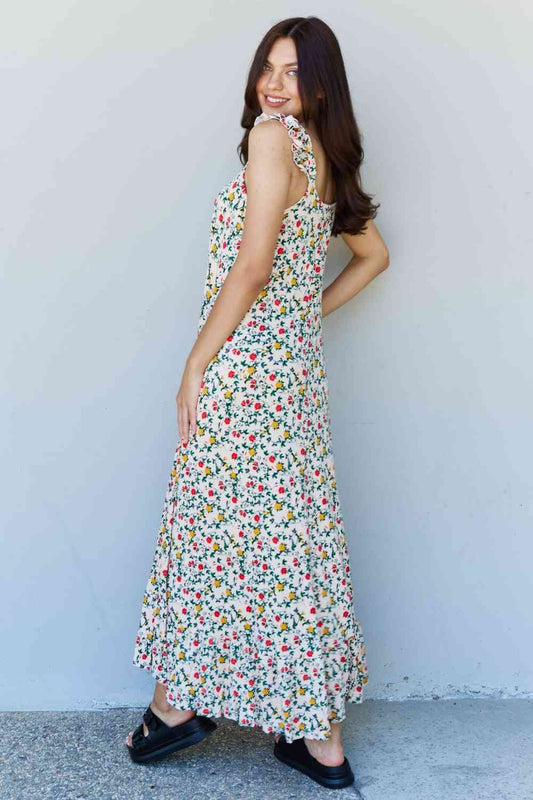 Doublju In The Garden Ruffle Floral Maxi Dress in Natural Rose Luvéillé