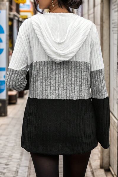 Drawstring Color Block Half Zip Hoodie Luvéillé