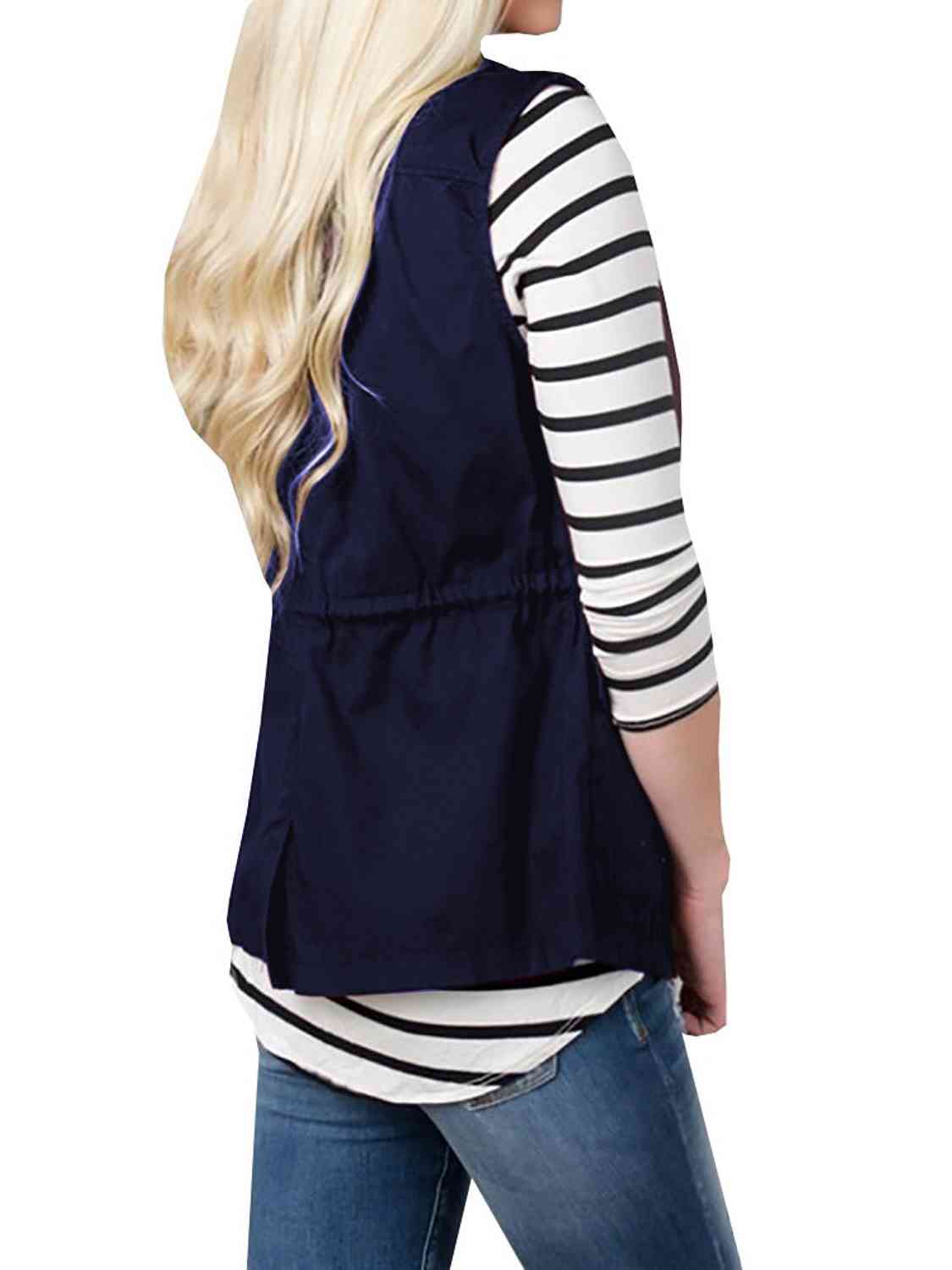 Drawstring Waist Vest with Pockets Luvéillé